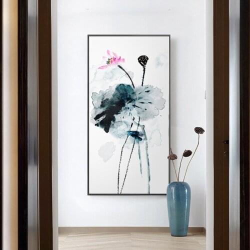 Chinese Cultural Style Plum Blossoms Mountain Landscape Poster Ink Painting Wall Art Canvas Picture for Living Room Home Decor