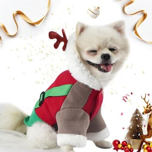 Christmas Pet Dog Clothes Pets Winter Thick Jacket Coat Santa Claus Cartoon Reindeer Costume Dogs Costume Gifts for Pets