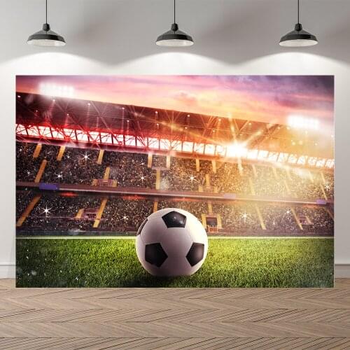 SeekPro Champion Cup Football Soccer Field Stadium Grassland Birthday Boy Backdrop Vinyl Photography Background Photo Studio
