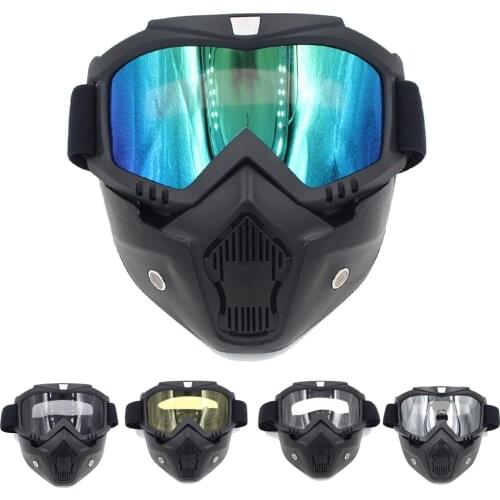 Detachable Goggles Mask Perfect for Open Face Wind Dust Proof Motorcycle Half Helmet Vintage Helmets 3/4 Helm New Fashion Visor