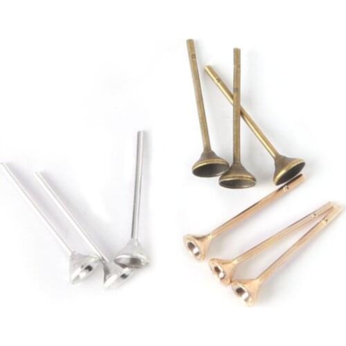 4x14mm 400pcs/lot Earring Stud Ear Nail Iron Flat Base Cup Posts Earring Findings