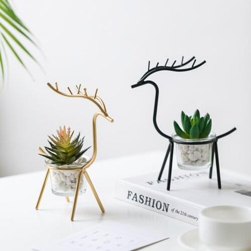 Northern Europe Iron Elk Flowerpot Planter ornament INS Creative Garden Flower Pot Candle Holder