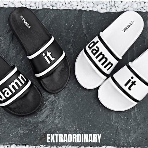 Men Slippers Simple Black White Shoes Non-slip Bathroom Slides Flip Flops Summer Indoor Fashion Women Soft Platform Slippers