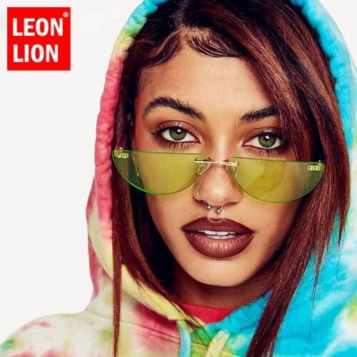 LeonLion Luxury Brand Sunglasses Women Half Frames Rimless Eyeglasses Women/Men Vintage Glasses Women Gafas De Sol Mujer 2021