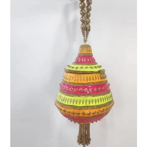 DOYUTIG Antique Womens Metal Colorful Enamel Wedding Bag Inidan Handmade Bucket Evening Bag Lady Trendy Tassels Handbag F825