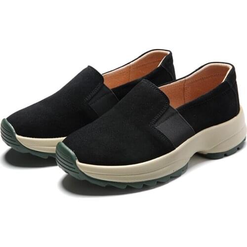 STS Womens Casual Shoes Fashion Sneakers Suede Comfortable Light Soft Ladies Outdoor Walking Thick Footwear Slip-On Flats