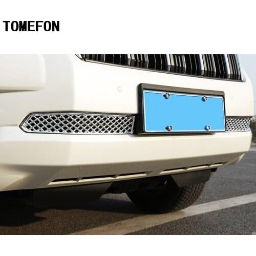 TOMEFON 2pcs ABS Chrome Front Bottom Racing Grilles Cover Trim For Toyota Prado FJ150 LC150 2018