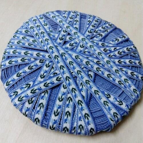 1cm 10mm 3/8'' Delicate Quality Blue Green Lily White Narrow Bedding Lace Trim Curtain Laciness National Jacquard Ribbon Webbing