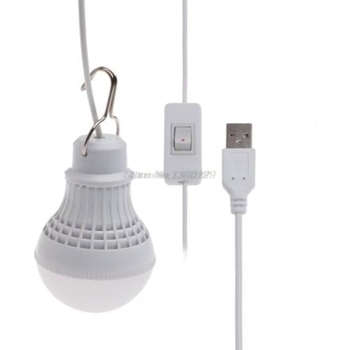 Smart USB Rechargeable Led Emergency Light Button Switch 5V 5W LED Bulb Camping Home Night Lamp White Color Wholesale&DropShip