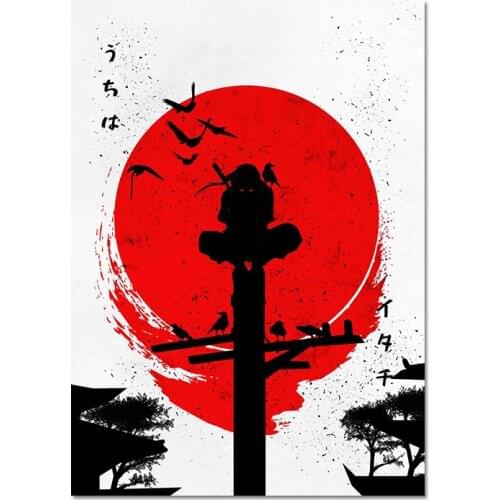 Japanese Anime Naruto Uchiha Itachi Red Sun Poster Canvas Painting Mural Wall Picture Living Room Bedroom Home Cuadros Decor