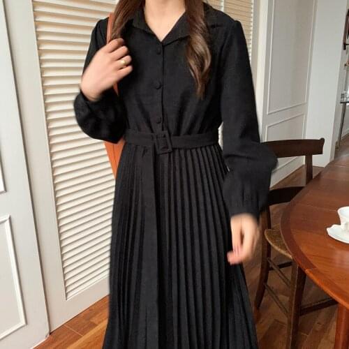 Spring French Retro High-Quality Stitching WomenS Dress Autumn Sexy V-Neck Folds Elegant Puff Sleeve Long Loose Dress 2021 New