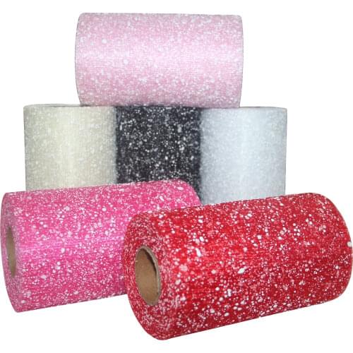 15cm*20yard Snow Point Dry Yarn Tulle Roll Fake Glitter Sequin Organza Wedding Decoration For Packaging of Flower