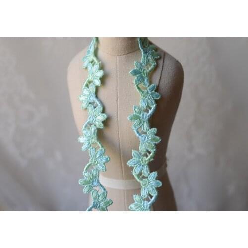 2 Meters Green Lace Trims Water Soluble High Quality Beautiful Lace Fabric Ribbon 1.5cm