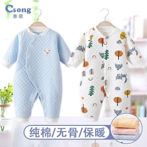 2021 Sprint Autumn Winter Cotton Thicken Overalls Baby Girls Costume Newborn Clothes Rompers for Boys Jumpsuit Infant Clothing