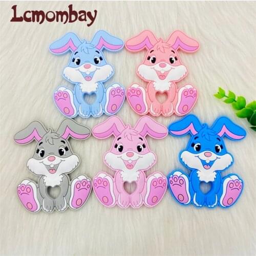 5/10pcs Cartoon Rabbit Baby Teeether Animal Beads DIY Rodent Silicone Teething Toy Nursing Gift Accessories
