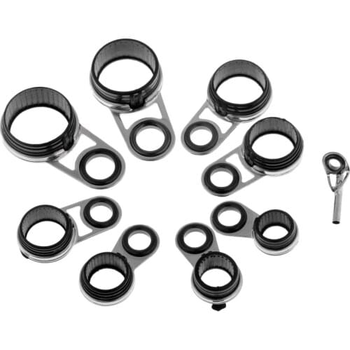 9pcs Stainless Steel Ceramic Fishing Rod Guides Eye Guide Ring Tip Line Ring