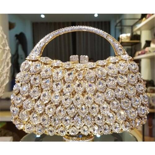 Diamond-studded Dinner Bag Banquet Diamond Clutch Bag Hollow Metal Hard Box Women a6763