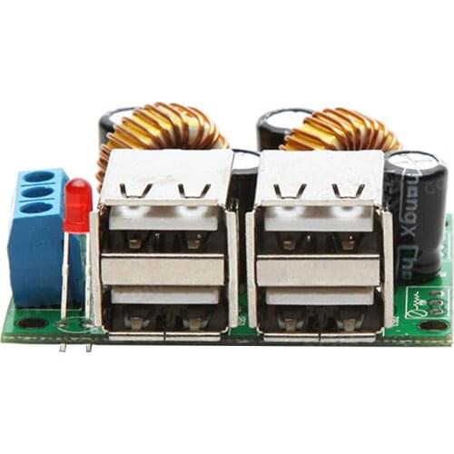 4 USB 12V to 5V Car Charger Power Supply Step-Down Module for Phone MP5 GPS