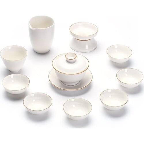 Dehua white porcelain tea set, home travel hospitality, tracing the Chinese characteristics of gold tea set teapot