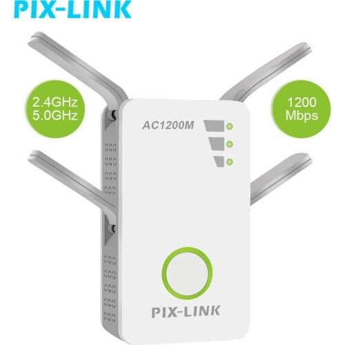 PIXLINK 1200Mbps 2.4GHz 5GHz Dual Band AP Wireless Wifi Repeater Range AC Extender Repeater Router WPS With 4 External Antennas