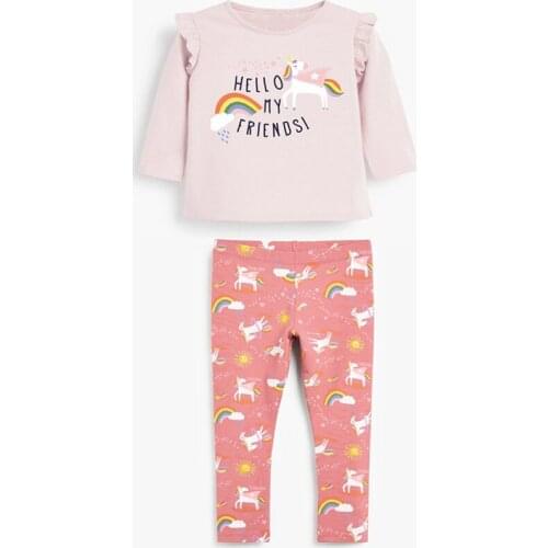 Children Clothing 2021 Spring Autumn Toddler Girls Cartoon Unicorn Clothes T-shirt+Pants 2Pcs Kids Outfits Sportsuit For Girls