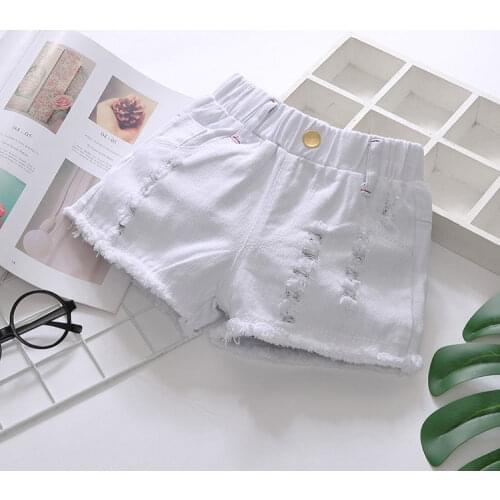 Girls denim shorts 2021 new foreign style hot pants white childrens pants thin summer Korean version P164