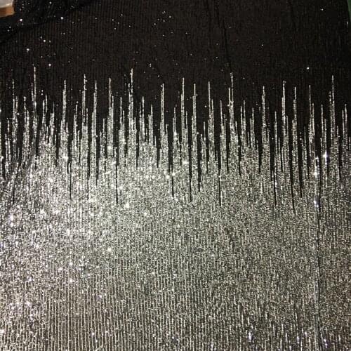 GLace 1Y/Lot silver soft elastic mesh glitter sequins fabric for wedding dress accessories DIY material TX1594