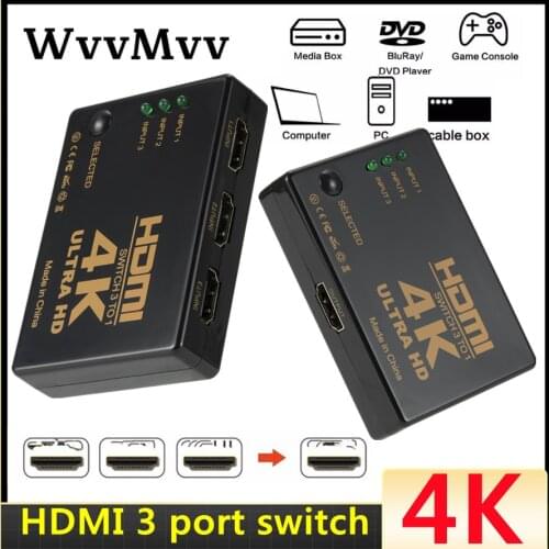 HDMI Switch 4K Switcher 3 in 1 out HD 1080P Video Cable Splitter 1x3 Hub Adapter Converter for PS4/3 TV Box HDTV PC