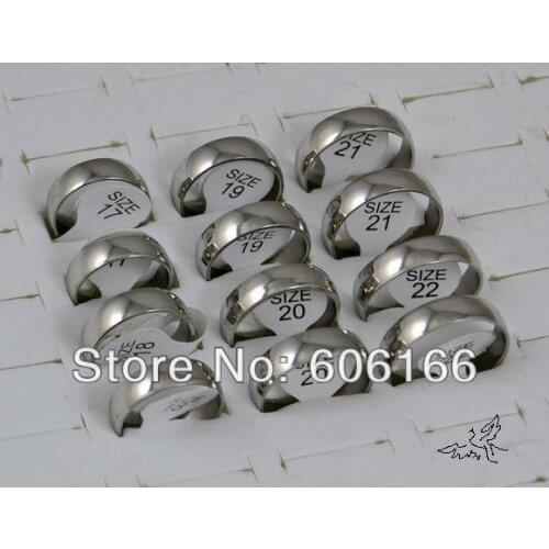 100pcs 6mm Wedding Engagement Ring Mix Size Silver Tone High Polishing Dome Half Round Stainless Steel Rings Fashion Jewelry