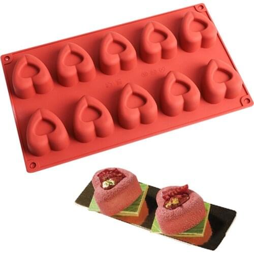 Creative 10 Hole Heart Shaped DIY Baking Tools Silicone Resin Cake Mold Mousse Molds Chocolate Mould Kitchen Accessories