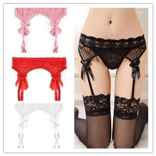 Buy it! 2021 NEW 1pc Women Lace Garters Bow Garters Belts For Stockings Sexy Black Red Pink Color Suspender Belts