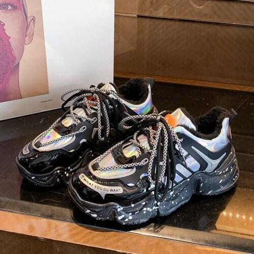 Chunky Sneakers Women 2020 Fashion Women Shoes Sequined Platform Sneake Red Silver Vulcanize Shoes Tenis Feminino