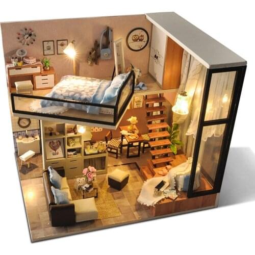 Miniature House DIY Dollhouse Toy Light Cover Miniature Model Gift Collection Decoration Doll House Adult Gift Toys for Childern