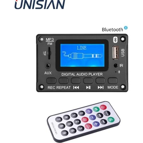 UNISIAN MP3 Digital Audio Player Decoder Board Bluetooth USB SD FM Line in Music mp3 Lyrics LCD Display Module DC12V