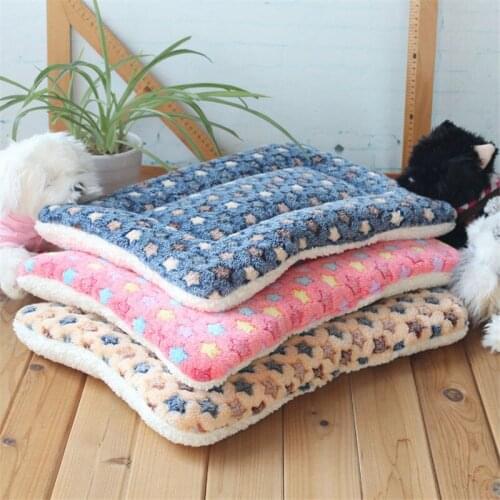 Soft Tactility Pet Cushion Pink Blue Star Breathable Cat Bed Rest Dog Blanket Winter Foldable Coral Cashmere Soft Warm Sleep Mat