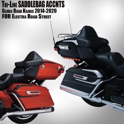 New Motorcycle Tri-Line Saddlebag Accents Tour-Pak Accents Black FOR HARLEY Electra Road Street Glides Road Kings 2014-2020 New