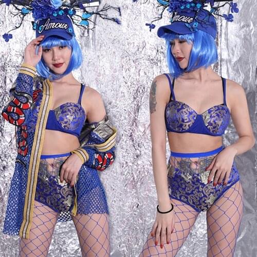 New Nightclub Gogo Dancer Costume Women Sexy Singer Costume Party Performance Adult Festival Outfits Net Stage Costume BL2553