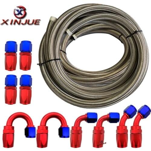 Stainless Steel Braided Oil / Fuel Line / Hose + Fitting / Hose End / Adaptor Kit Automobile Replacment Fuel Line Adapter Kit