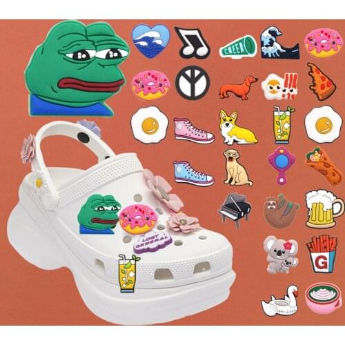 Shoe Charms Accessories Decorations Shoe Food Charms Accessories Decorations Sad Frog Jibz Buckle for Kids Party Xmas Gifts