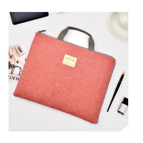 Durable Book A4 Document Bag File Folder Holder Bag With Handle Zip Closure Short Business Travel Handbag Red Black