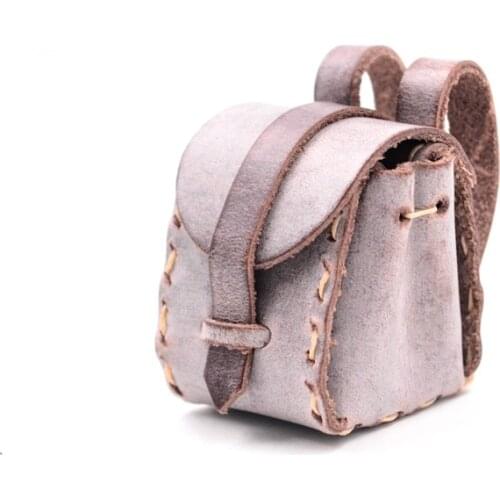 DIY handmade leather goods production bag key leather pendant material bag creative leather fog wax leather small school bag