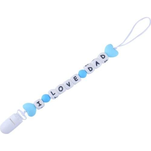 I LOVE MOM/ DAD Silicone Baby Pacifier Clip Pacifier Chain For Baby Teething Soother Chew Toy Pacifier Holder