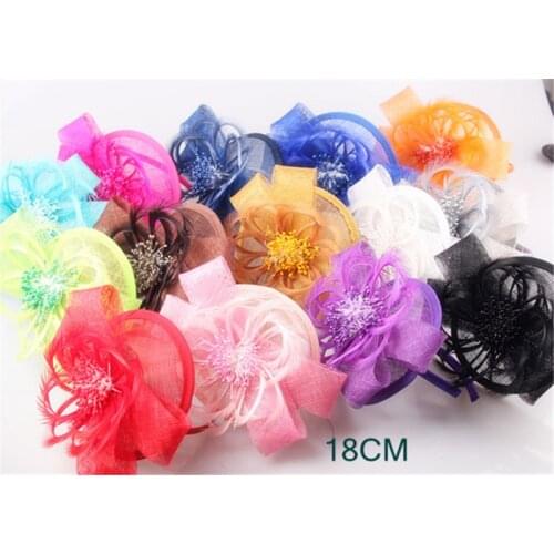 17 Colors Sinamay Hats Nice Base With Feather Chic DIY Flower Fascinator Hat Headwear For Cocktail Hats Race Headpiece Party Hat