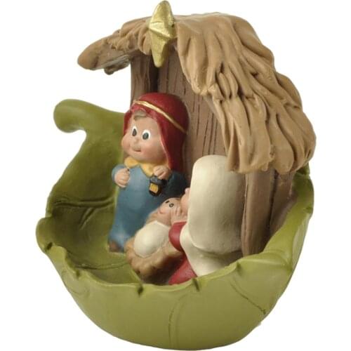 Holy Family Jesus Mary Joseph Religious Figurine Miniature Dollhouse Decors , Mini Resin Statues Figures Desktop Ornaments Gifts