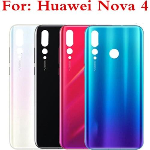 Glass Battery Back Rear Cover Door Housing For Huawei Nova 4 Battery Cover case For Huawei Nova4 back shell 6.4 inch