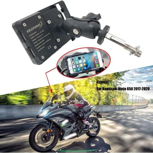 Motorcycle USB Charger Mobile Phone Holder Stand GPS Navigation Bracket For Kawasaki Ninja 650 Ninja650 2017 2018 2019 2020