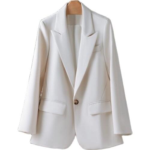 New Coat For Women Fashion Notched Single Button Solid Color Blazer Office Lady Business Jackets Female Clothes e328