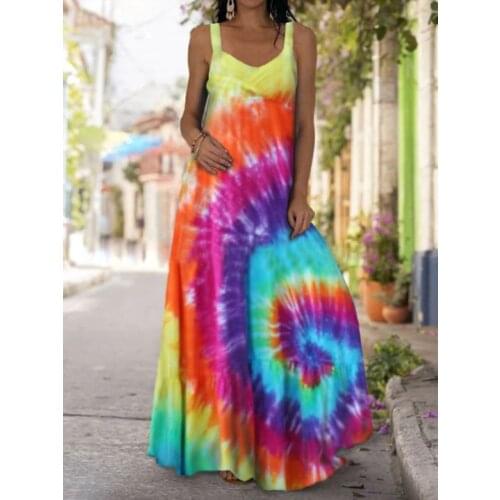 Women Long Maxi Dress 2021 Summer Floral Butterfly Print Big Swing Boho Beach Dress Casual Sleeveless Suspender Tank Dresses