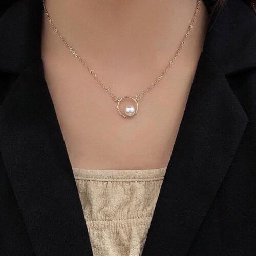 Pearl Necklace Women Korean Women Clavicle Chain Necklace for Lady Beaded Pendant Necklace Brand Designer Collares De Moda 2021