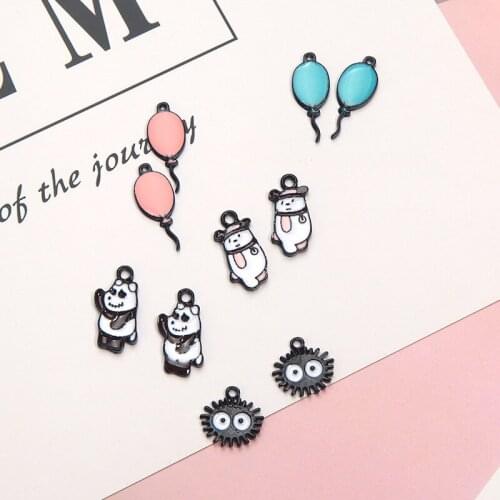 10pcs/lot Cute animals Bear panda balloon Enamel Charms for DIY Earring Jewelry Handmade Headwear accessories Finding XL774